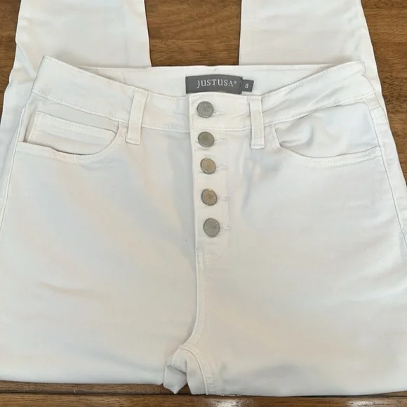 JUST USA white button fly jeans - Picture 2 of 6